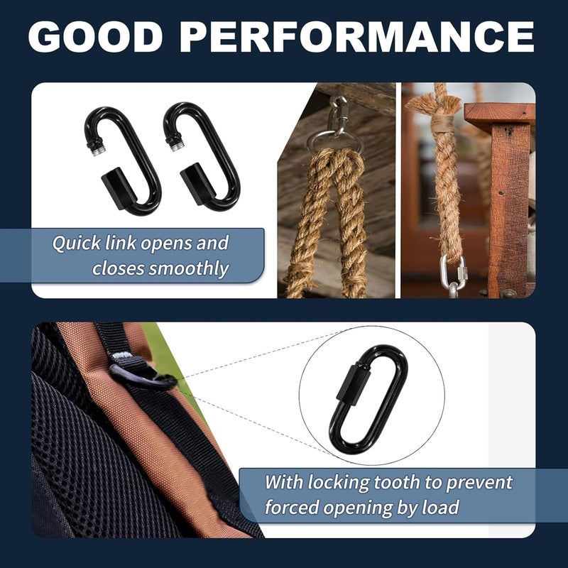 XHMAXE 20PCS 2Inch Quick Links,3/16" Black Chain Link Connector,with Heavy Duty Galvanized Steel,Locking Carabiners for Connecting Hammock, Key Chain, Pet Leash,Gym,Camping 650 Lbs - Image 5